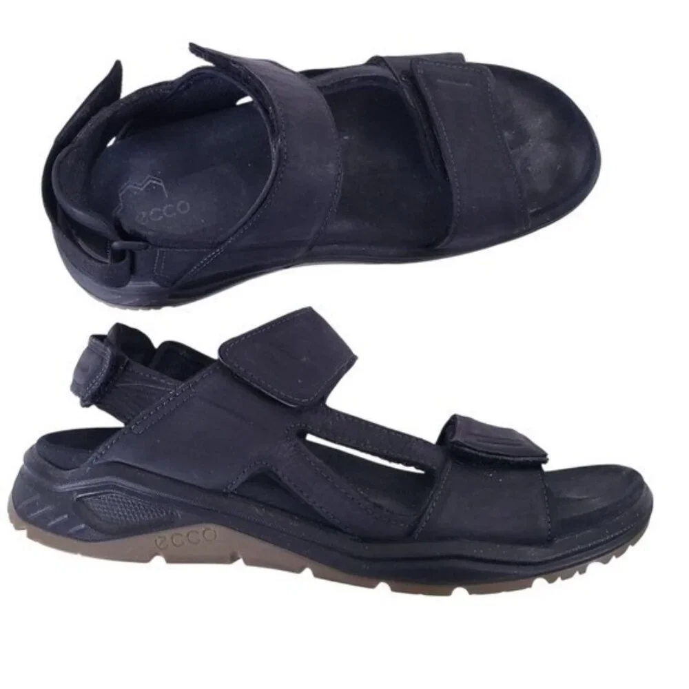 ECCO Mens X-trinsic 3S Black Leather Sandals Shoes Size 9